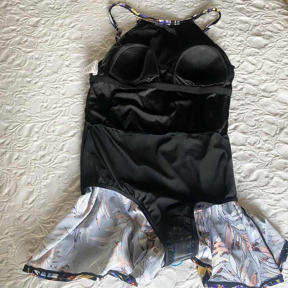 Fit 4 U A288587‎ 16 Tropical Hi-Neck Double Tiered Romper Swimsuit One Piece New - Picture 5 of 10
